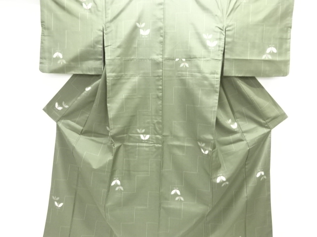 JAPANESE KIMONO / SILK / HAND WOVEN TSUMUGI / ABSTRACT PATTERN